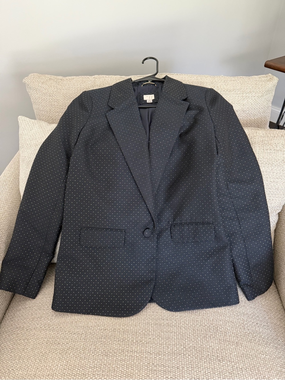 a new day Black Pin-dot Single-Button Blazer